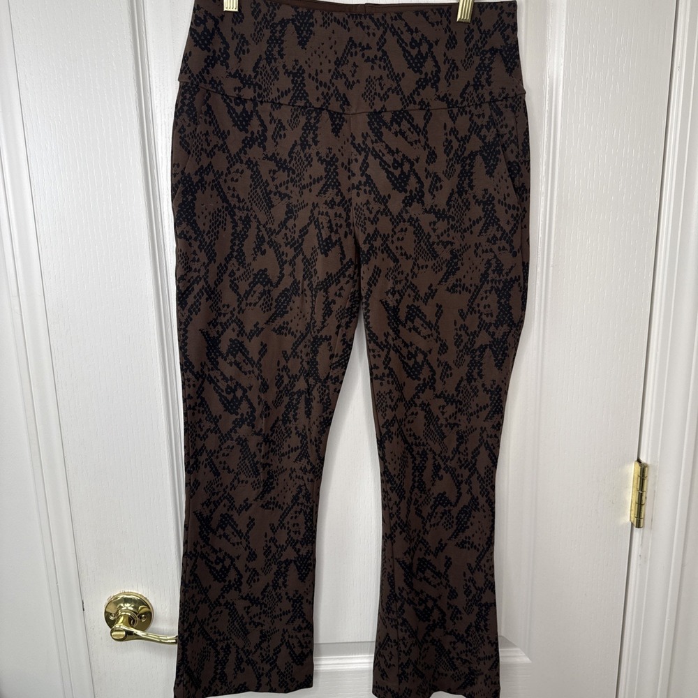 CABI Cool It Crop Pants Snakeskin Print Brown/Black Size S